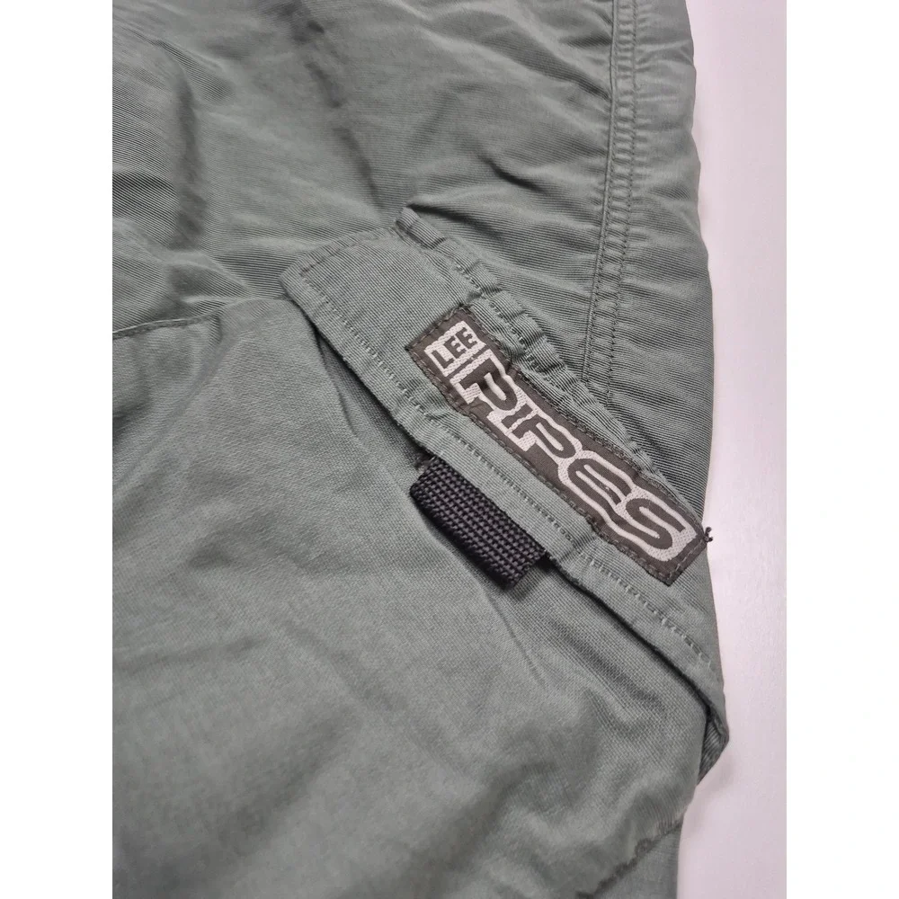 VTG Lee Pipes Pants Men's 36x32 Green Nylon Cargo Relaxed Baggy Utility FLAW